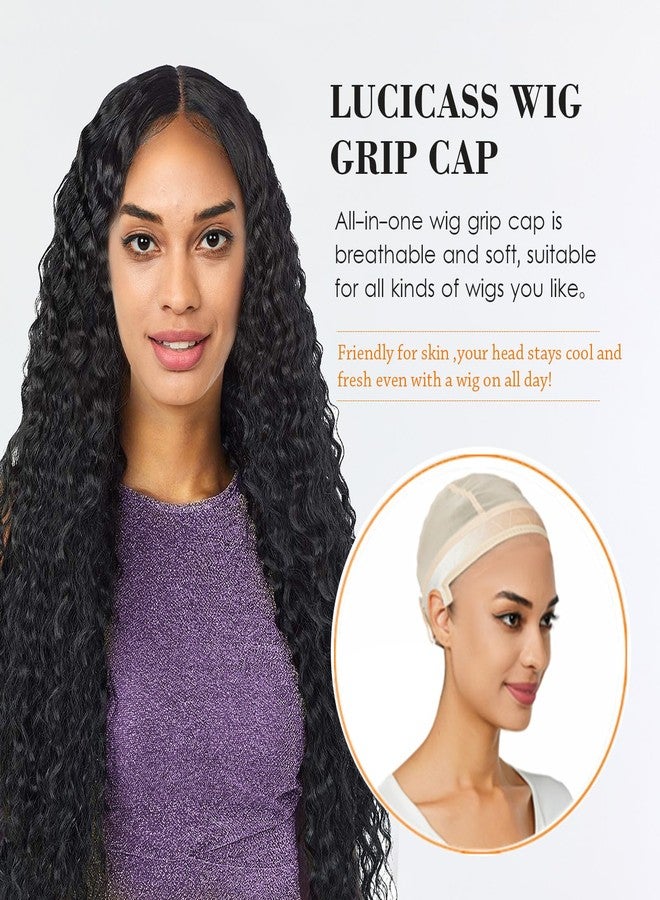 lucicass Wig Cap for Women,Wig Grip Cap for Keeping Wigs in Place,Non Slip Caps with Velvet Grip Band Make Your Wigs Be Glueless(Nude,M) - Image 4